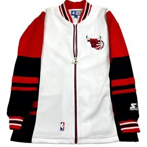 Vtg Starter Chicago Bulls Basketball‎ Jacket Medium Shooting Shirt Full Zip